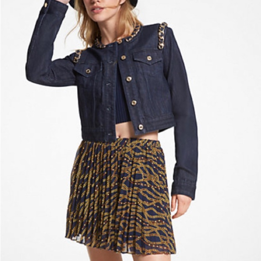 Michael Michael Kors Status Print Georgette Pleated Skirt. Size XL New with Tag